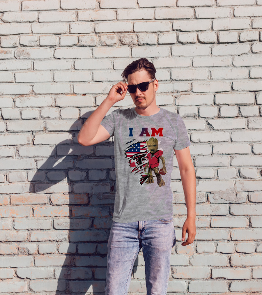 I Am Groot Falcons Football Usa Flag T-Shirt