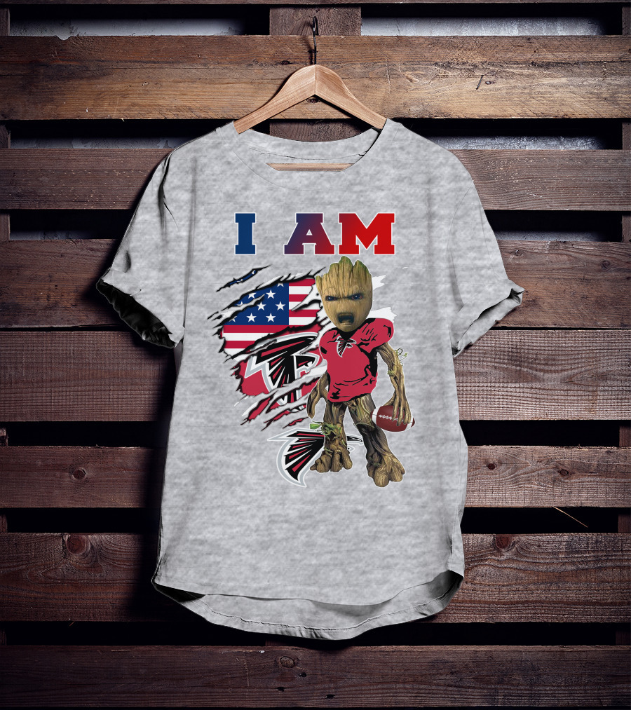 I Am Groot Falcons Football Usa Flag T-Shirt