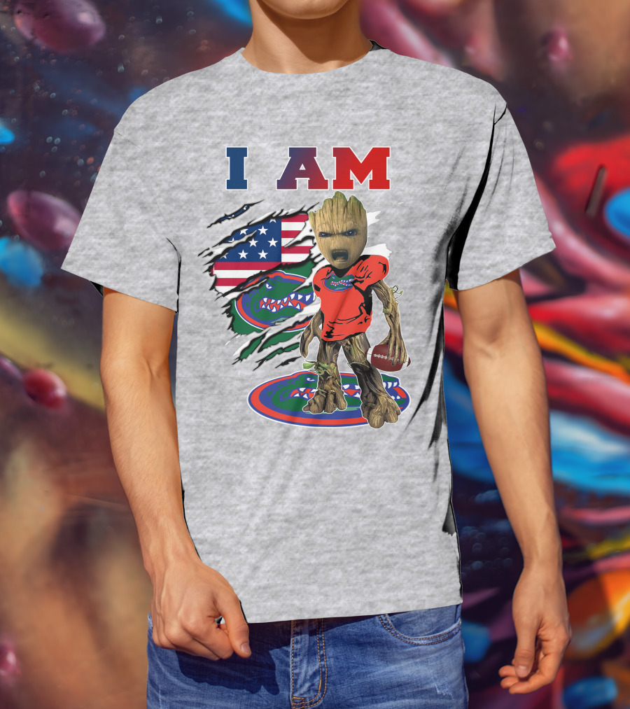 I Am Florida Gators Groot Football American Flag T-Shirt