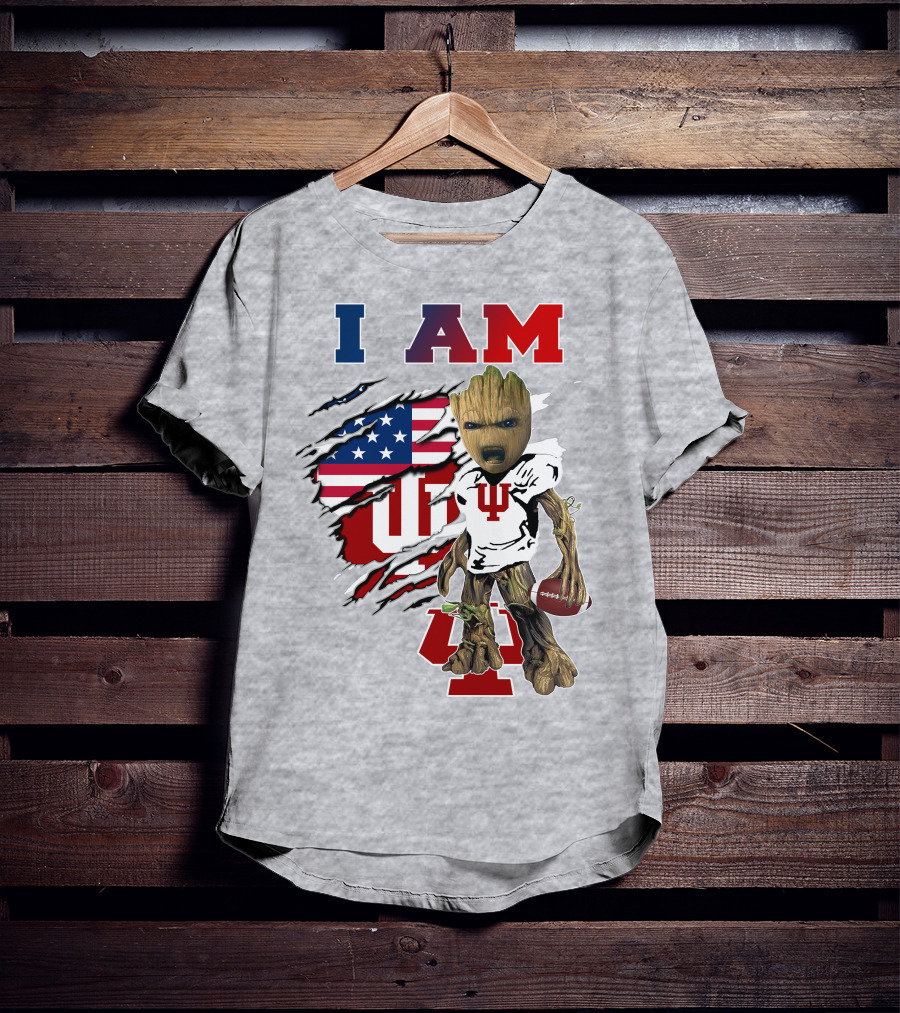 I Am Hosiers Football Groot American Flag Indiana University T-Shirt