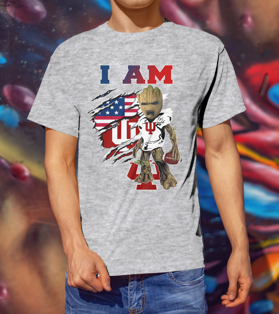 I Am Hosiers Football Groot American Flag Indiana University T-Shirt