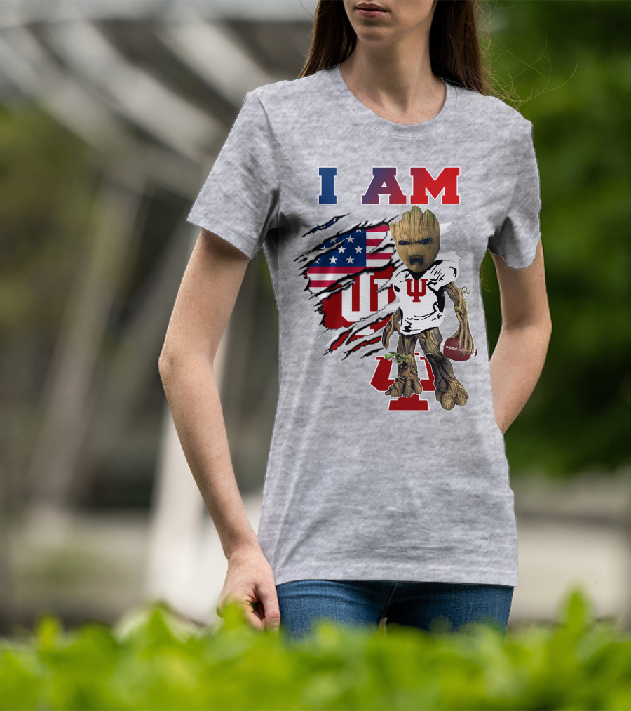 I Am Hosiers Football Groot American Flag Indiana University T-Shirt