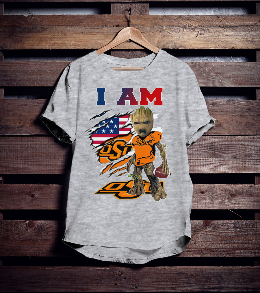 I Am Osu American Football Groot Guardians Oklahoma State University T-Shirt