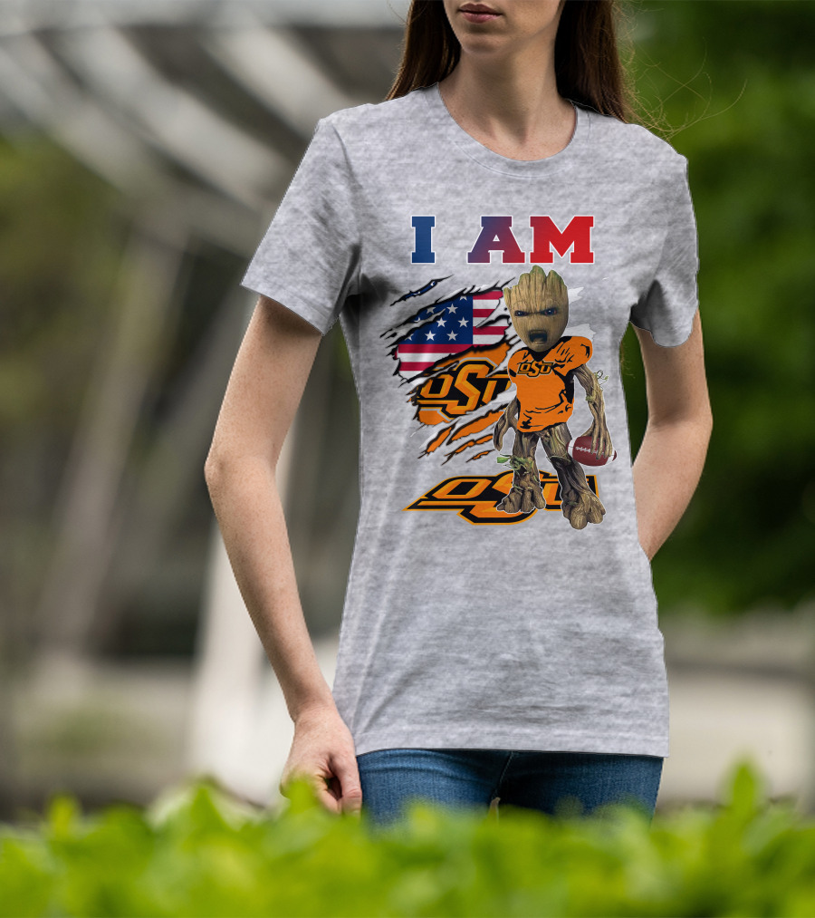 I Am Osu American Football Groot Guardians Oklahoma State University T-Shirt