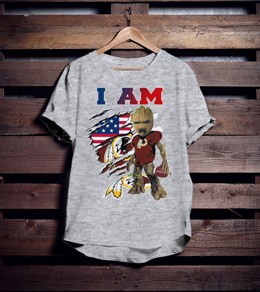 I Am Groot Redskins Football Nfl Usa Flag T-Shirt