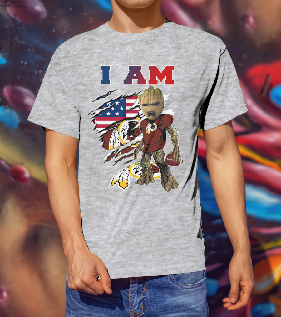 I Am Groot Redskins Football Nfl Usa Flag T-Shirt