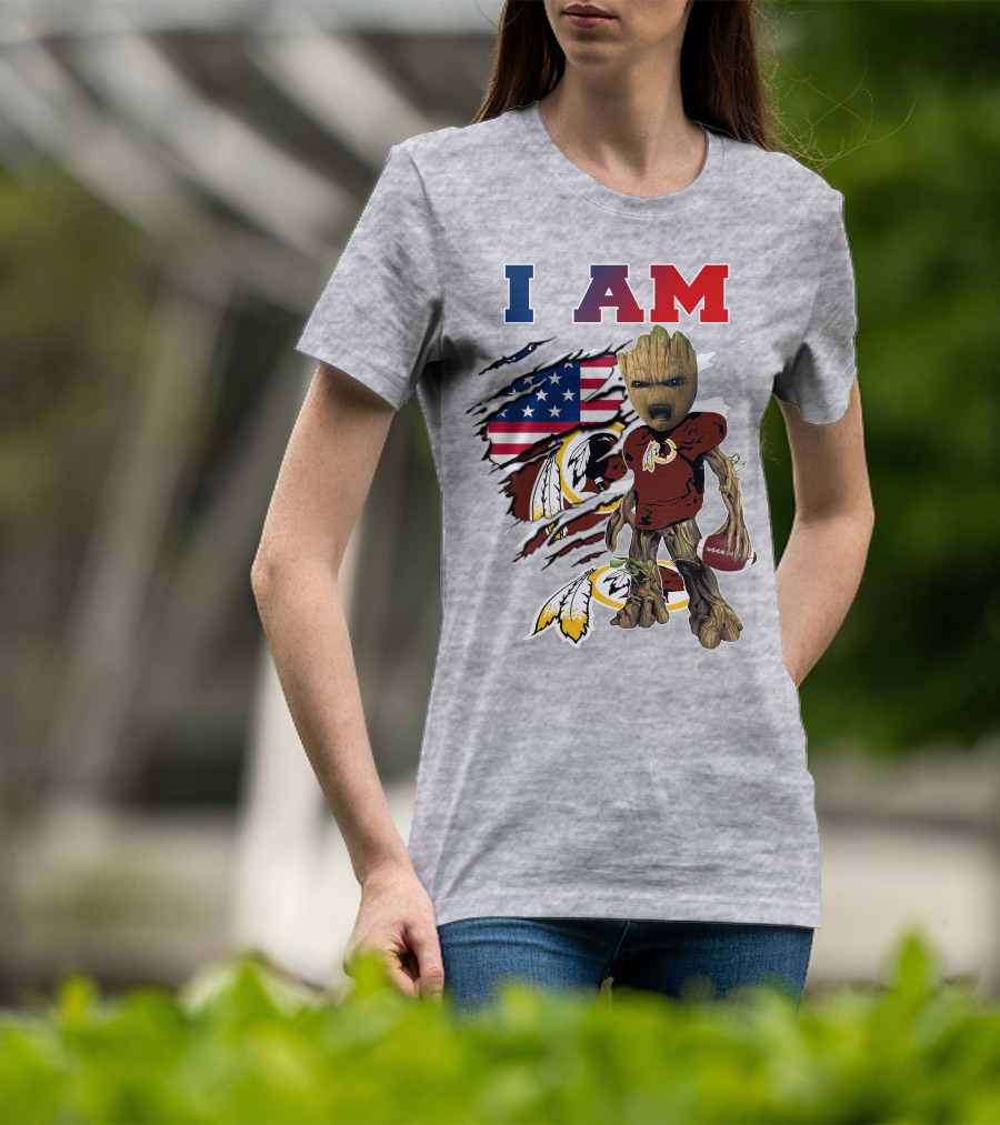 I Am Groot Redskins Football Nfl Usa Flag T-Shirt