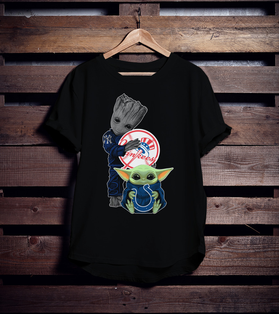 Groot Yankees Baby Yoda Colts T-Shirt