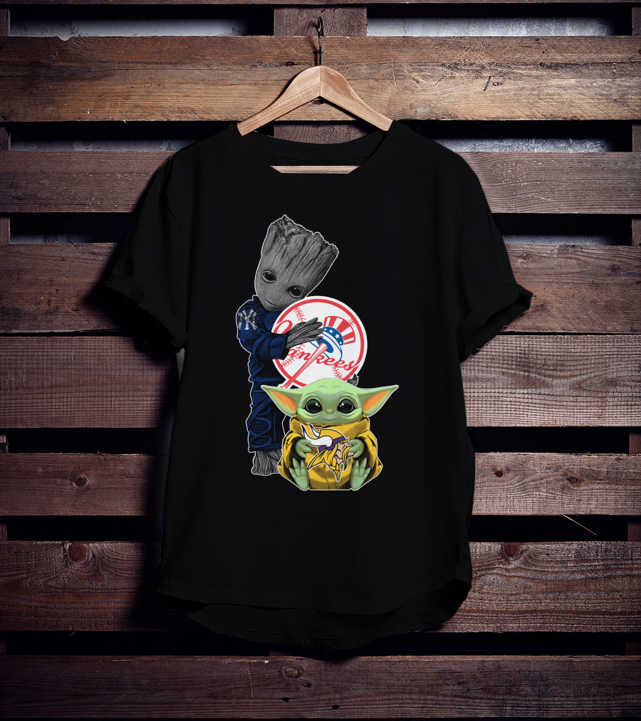 New York Yankees Groot Baby Yoda Collaboration T-Shirt
