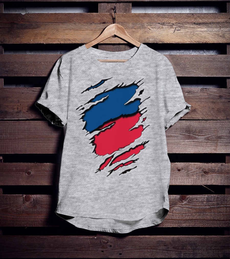 Blue And Red Claw Marks Design On Gray 5 Tshirt T-Shirt