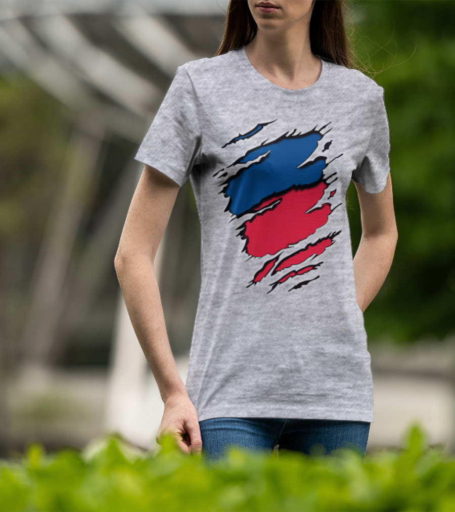 Blue And Red Claw Marks Design On Gray 5 Tshirt T-Shirt