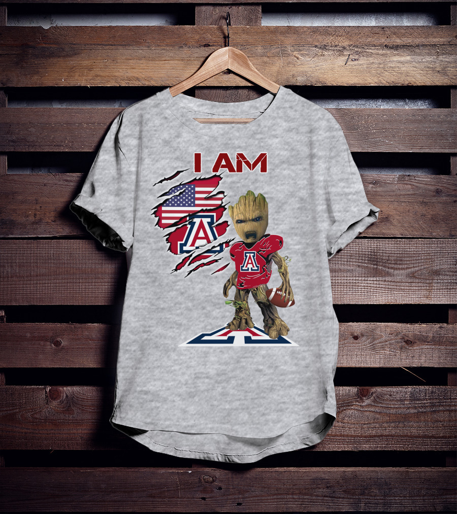 I AM Arizona Wildcats Groot Football USA Flag T-Shirt