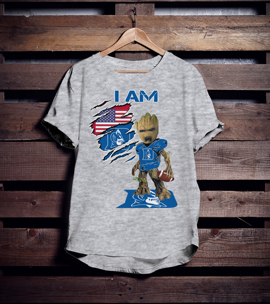 I Am Groot Duke Blue Devils Football American Flag T-Shirt