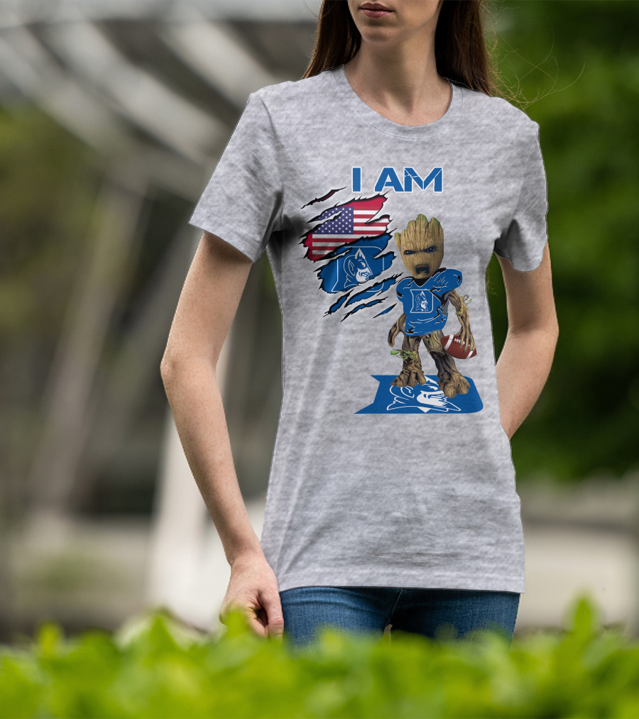 I Am Groot Duke Blue Devils Football American Flag T-Shirt