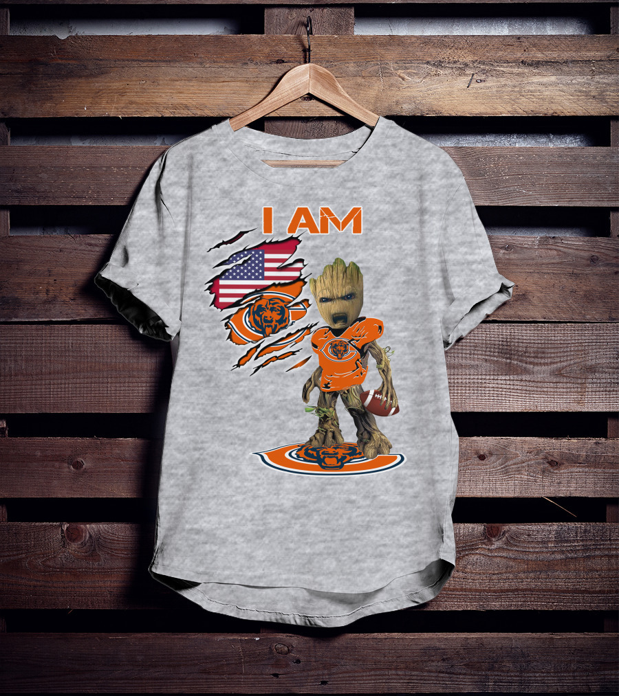 I Am Groot Chicago Bears Football Usa Flag T-Shirt