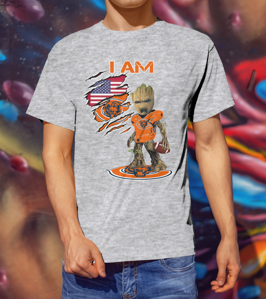 I Am Groot Chicago Bears Football Usa Flag T-Shirt