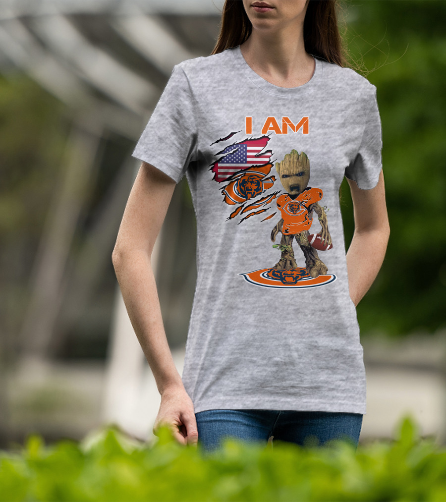I Am Groot Chicago Bears Football Usa Flag T-Shirt