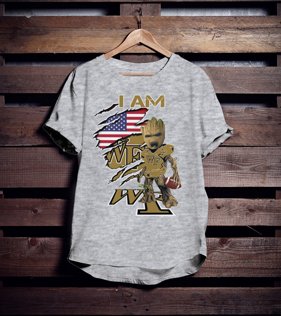 I AM WF Baby Groot American Football Wake Deacons T-Shirt