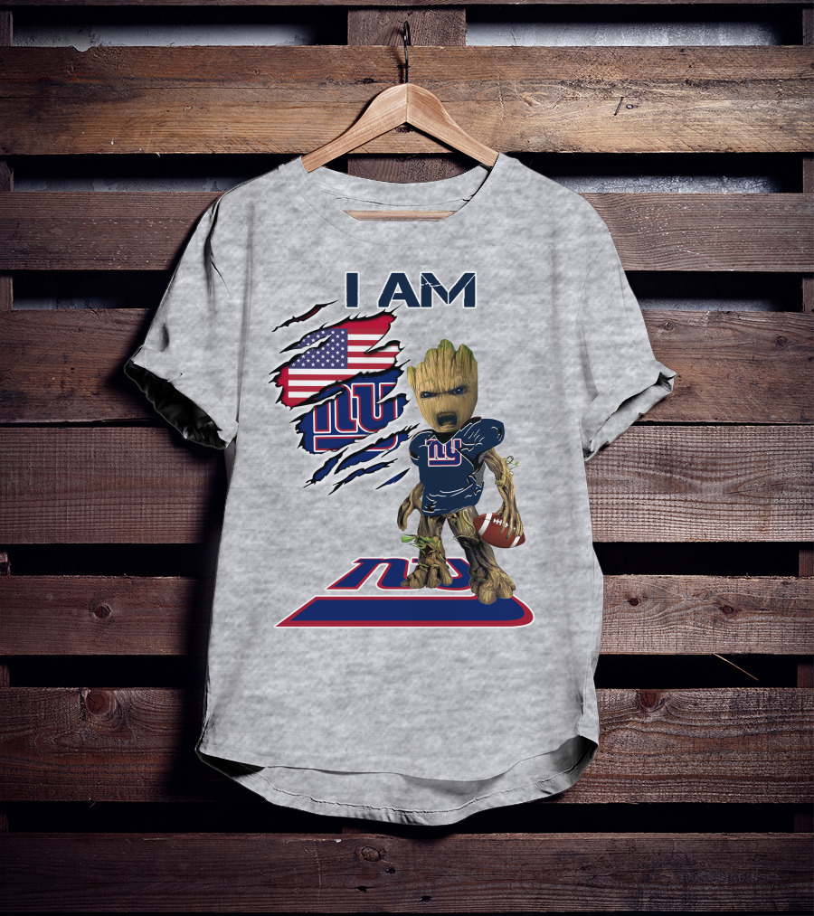 I Am Giants Baby Groot Football Usa Flag T-Shirt