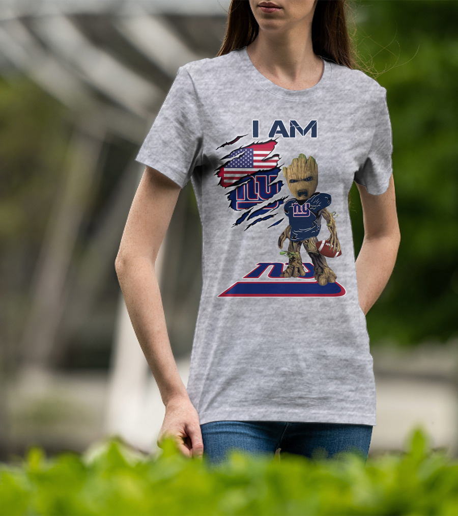 I Am Giants Baby Groot Football Usa Flag T-Shirt