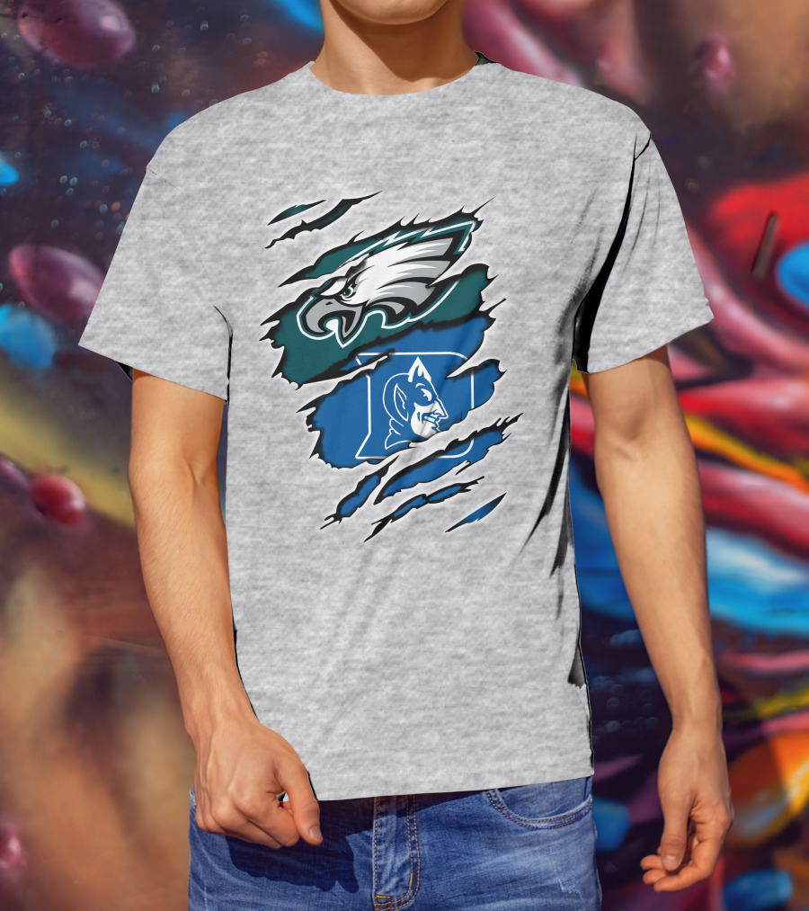 Eagles Duke Blue Devils Ripped Claw T-Shirt
