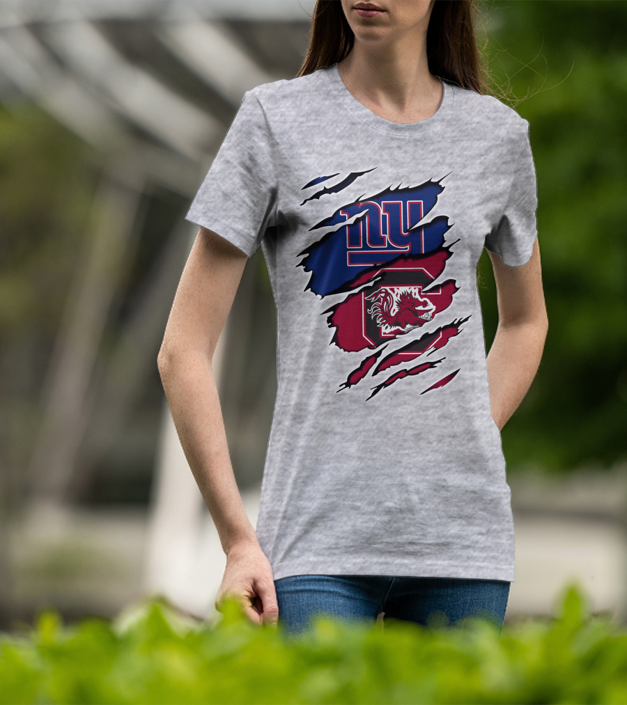 New York Giants South Carolina Gamecocks Rip Claw Marks Sports Crossover T-Shirt