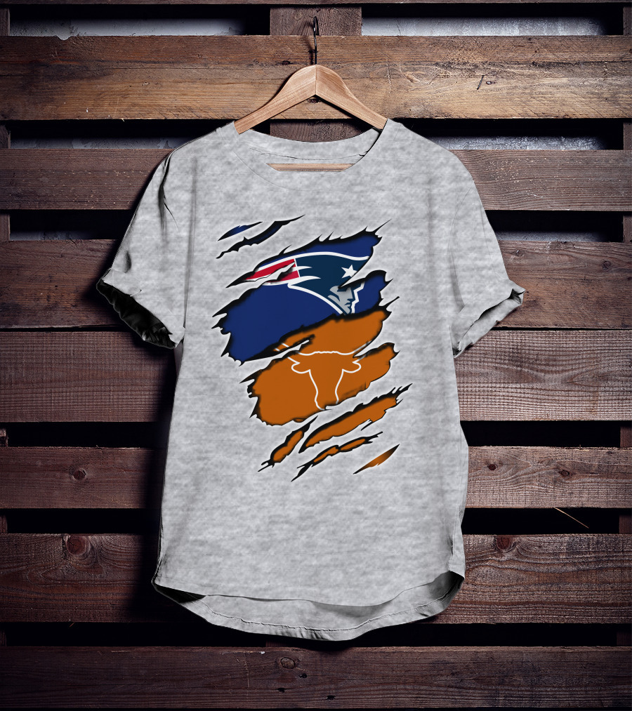 Patriots Longhorn Torn Layers Fusion T-Shirt