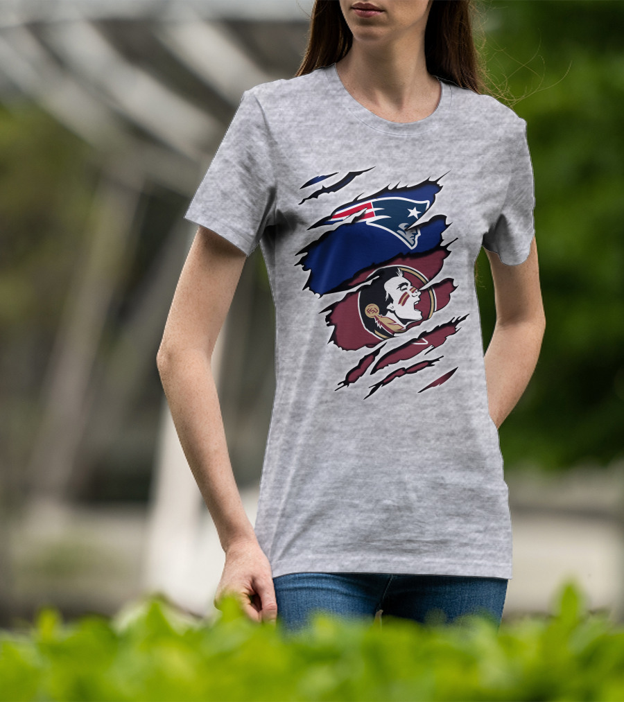 New England Patriots Florida State Seminoles Logo Mashup T-Shirt