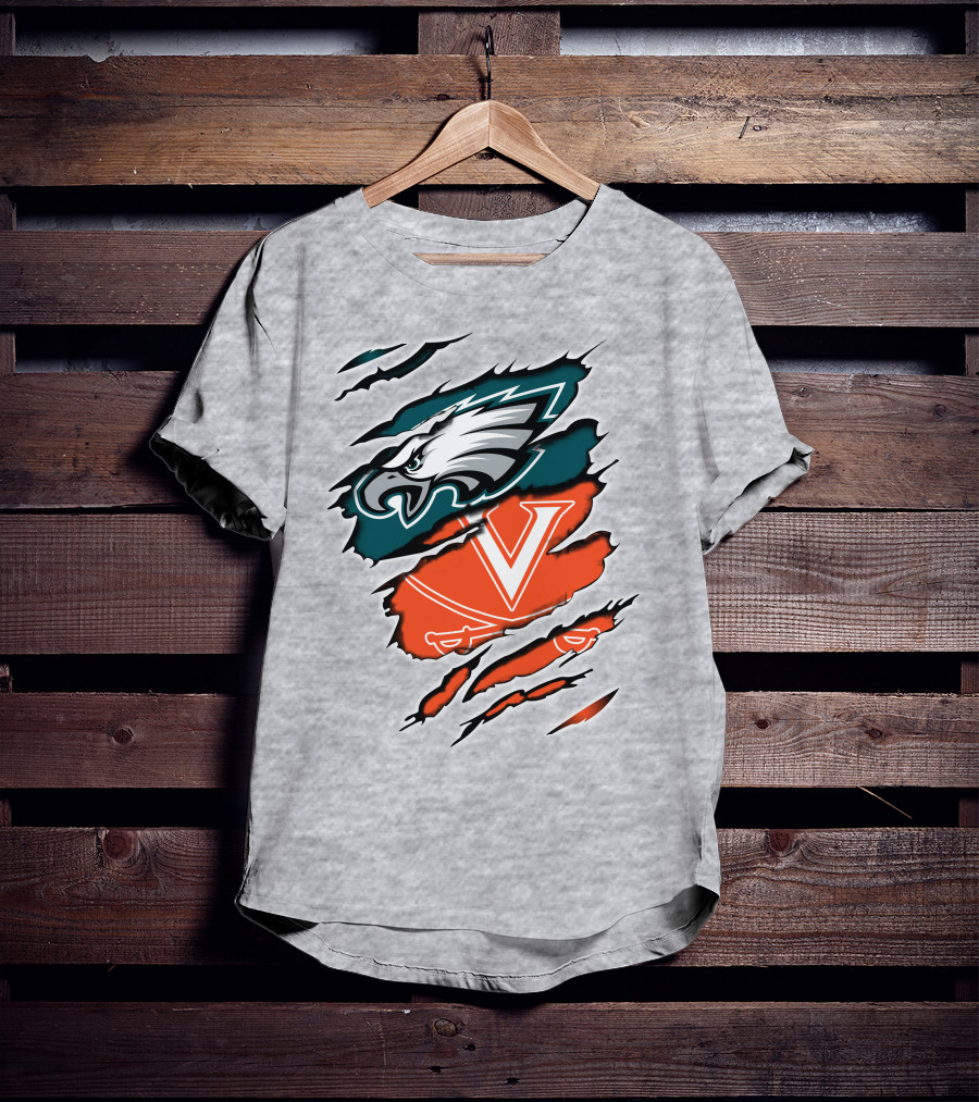 Philadelphia Eagles Virginia Cavaliers Logo Mashup T-Shirt