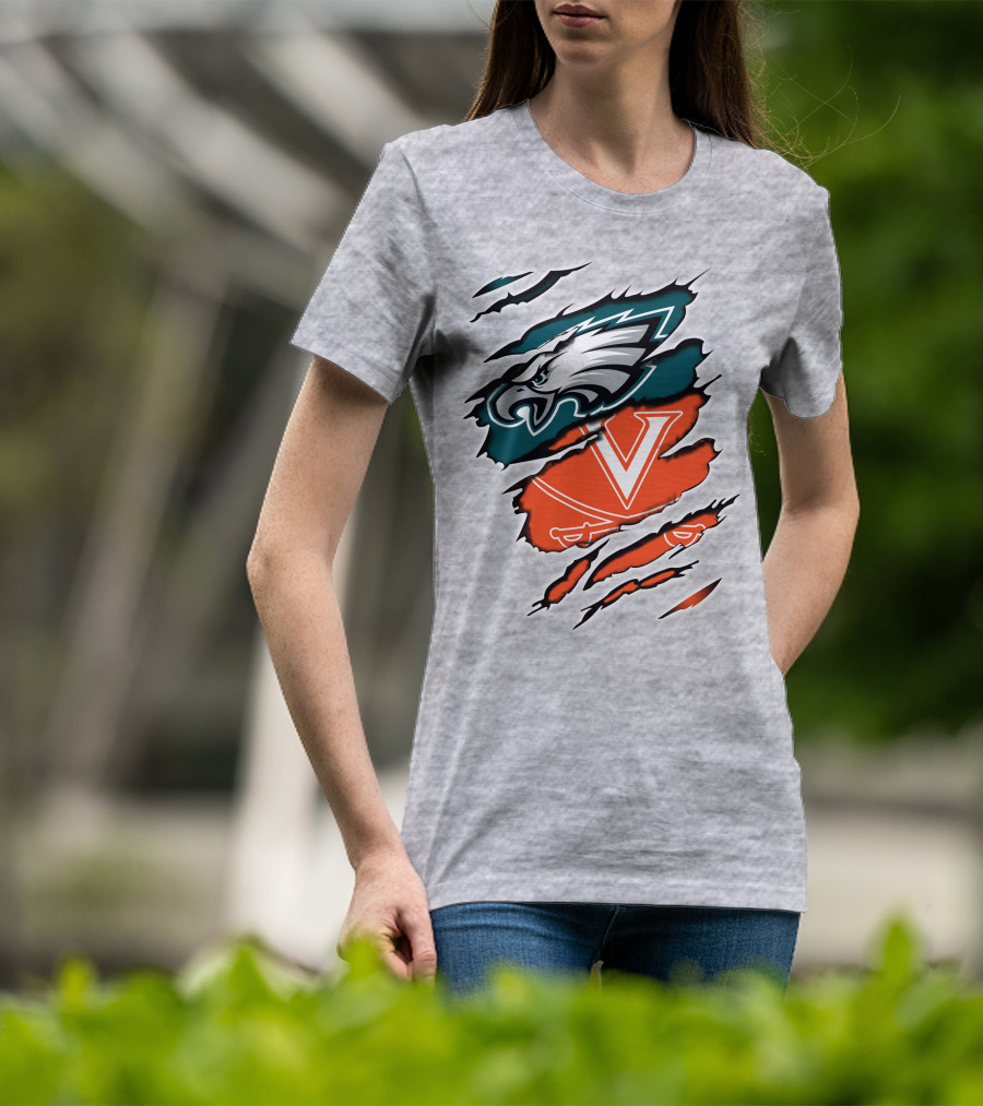 Philadelphia Eagles Virginia Cavaliers Logo Mashup T-Shirt