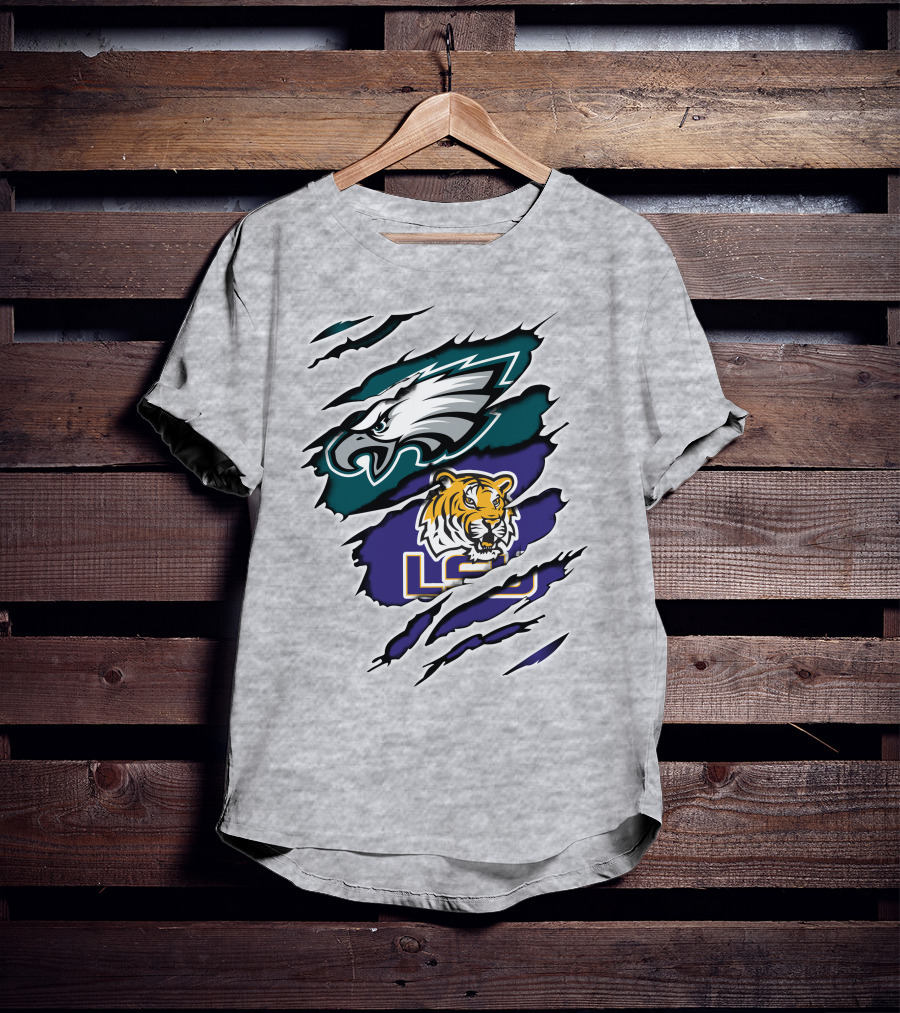 Eagles Philadelphia Tigers LSU Collaboration T-Shirt