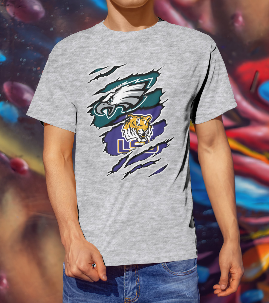 Eagles Philadelphia Tigers LSU Collaboration T-Shirt