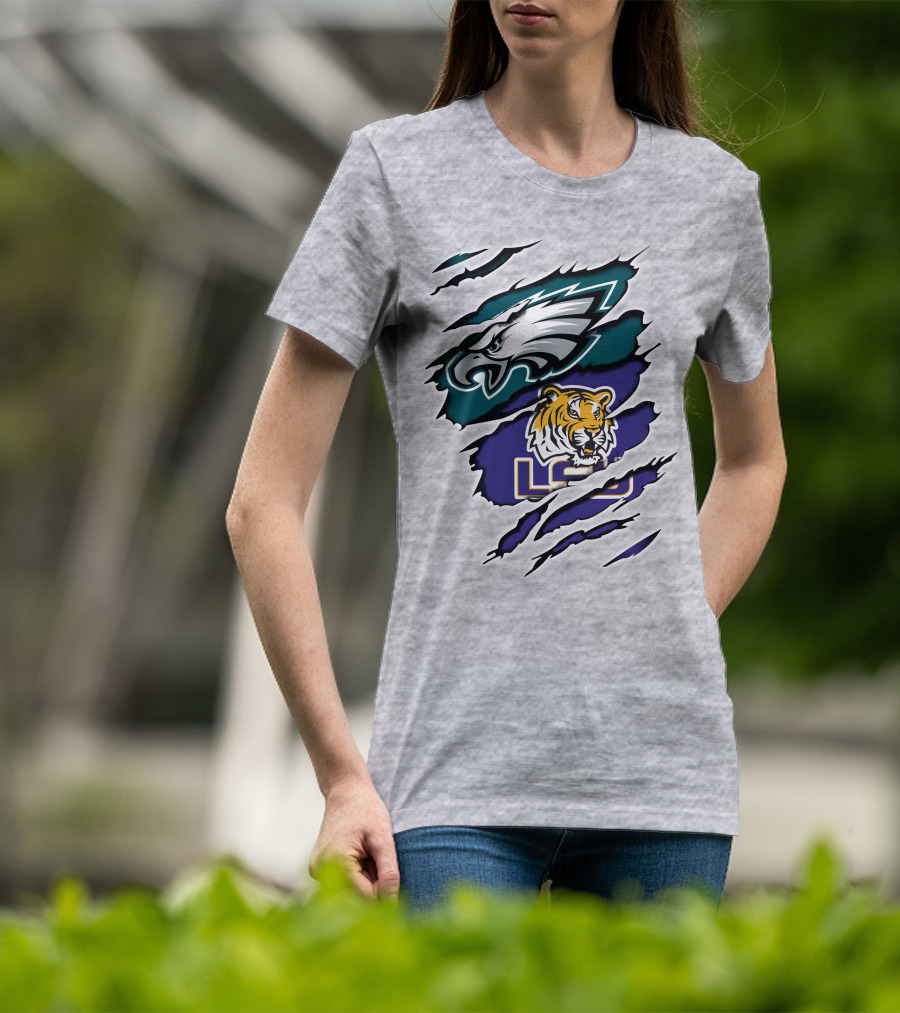 Eagles Philadelphia Tigers LSU Collaboration T-Shirt