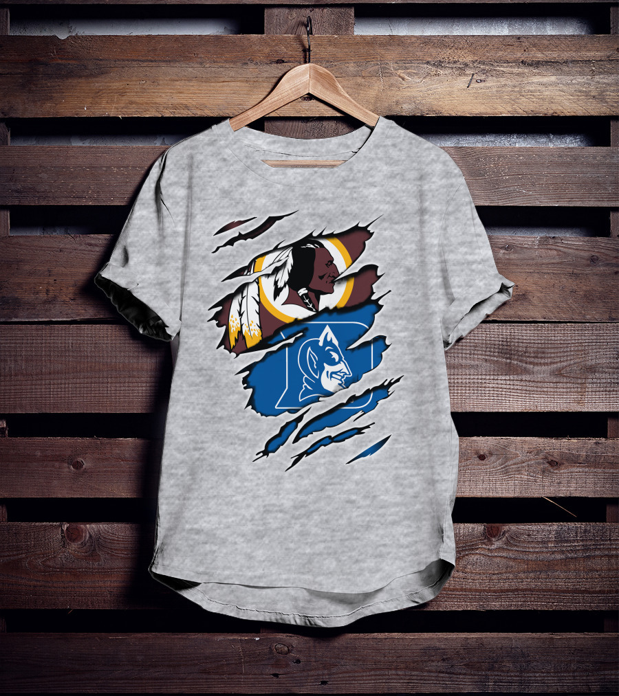 Redskins And Duke Blue Devils Iconic Logo Mashup T-Shirt
