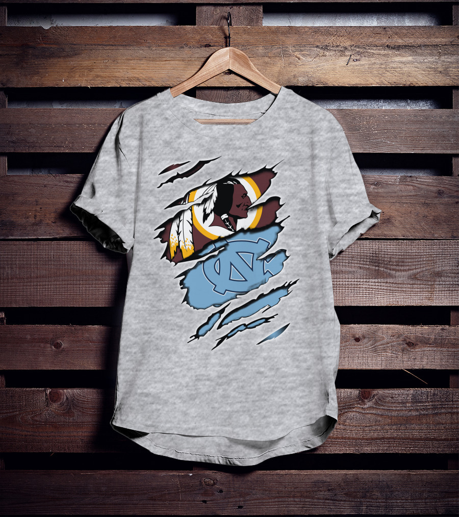 Washington Redskins North Carolina Tar Heels Logo Crossover T-Shirt