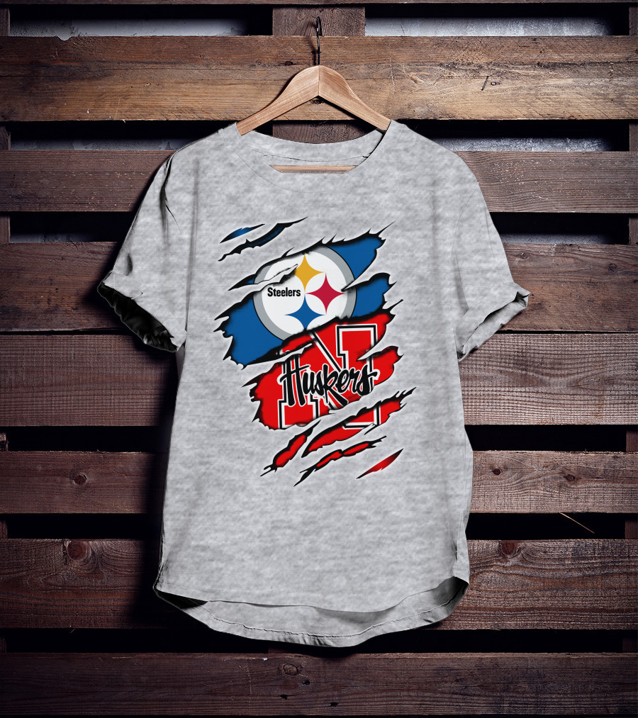 Steelers Huskers Torn Logo Fan Combination T-Shirt