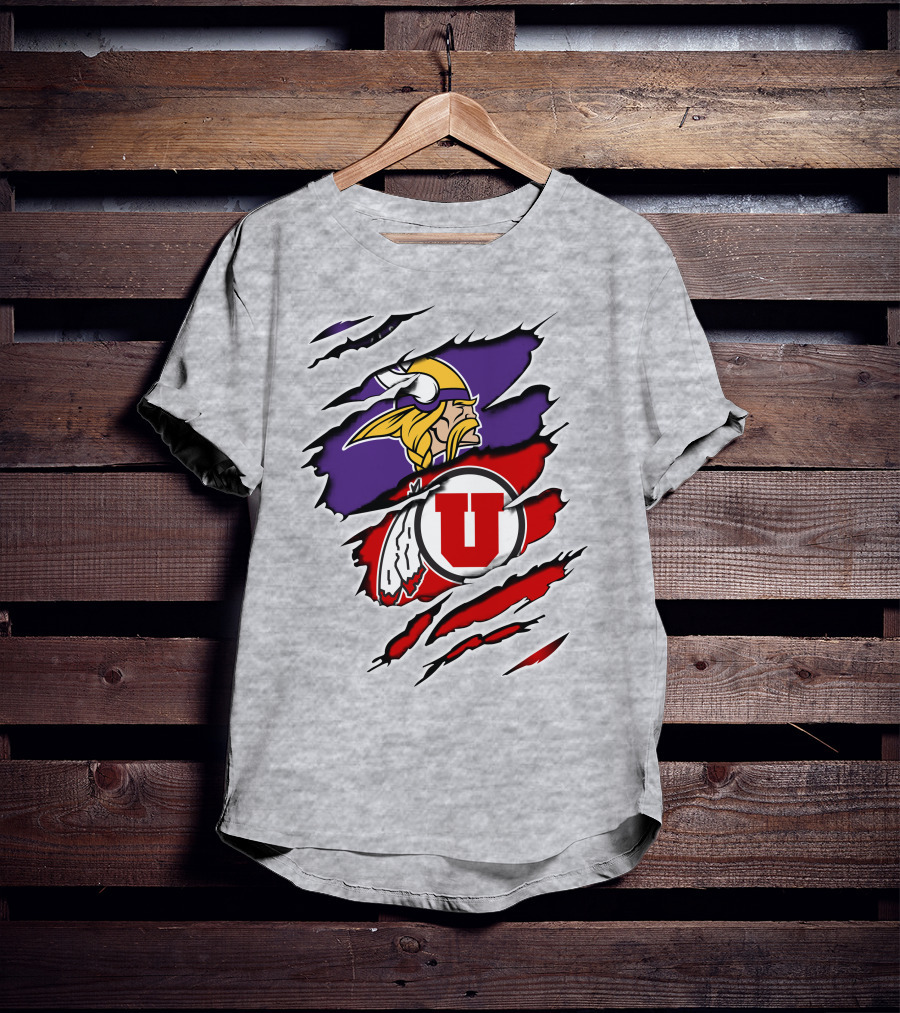 Minnesota Vikings Utah Utes Crossover Emblem T-Shirt
