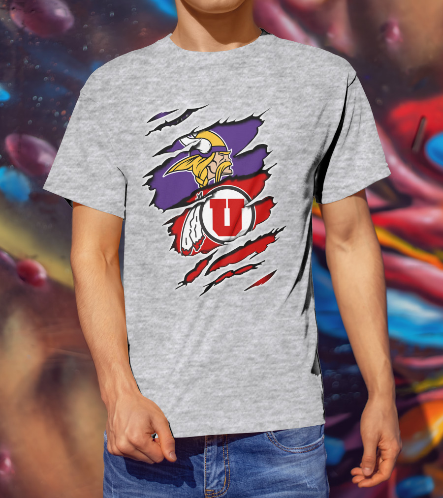 Minnesota Vikings Utah Utes Crossover Emblem T-Shirt