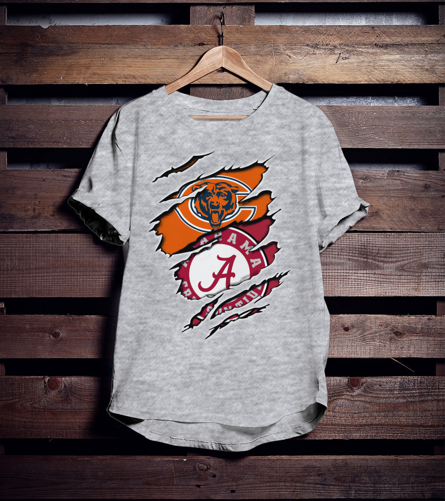 Chicago Bears Alabama Crimson Tide Logo Rip T-Shirt
