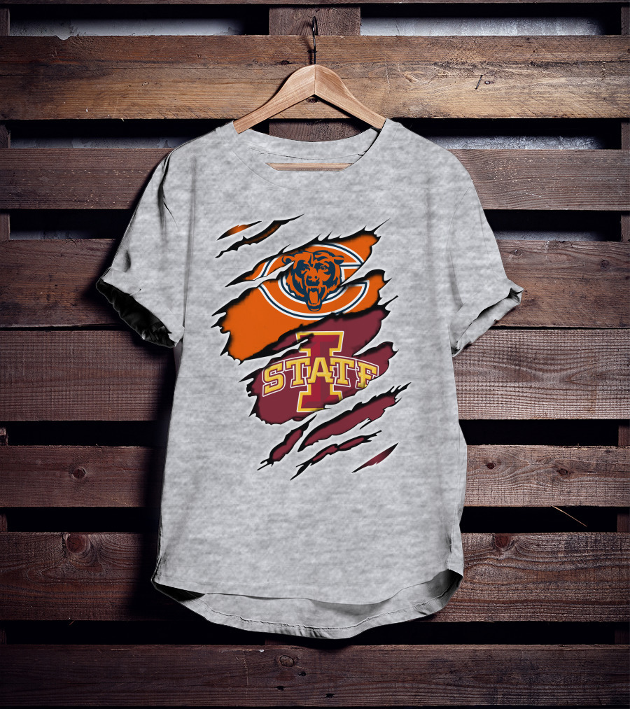 Chicago Bears Iowa State Cyclones Torn Claw T-Shirt