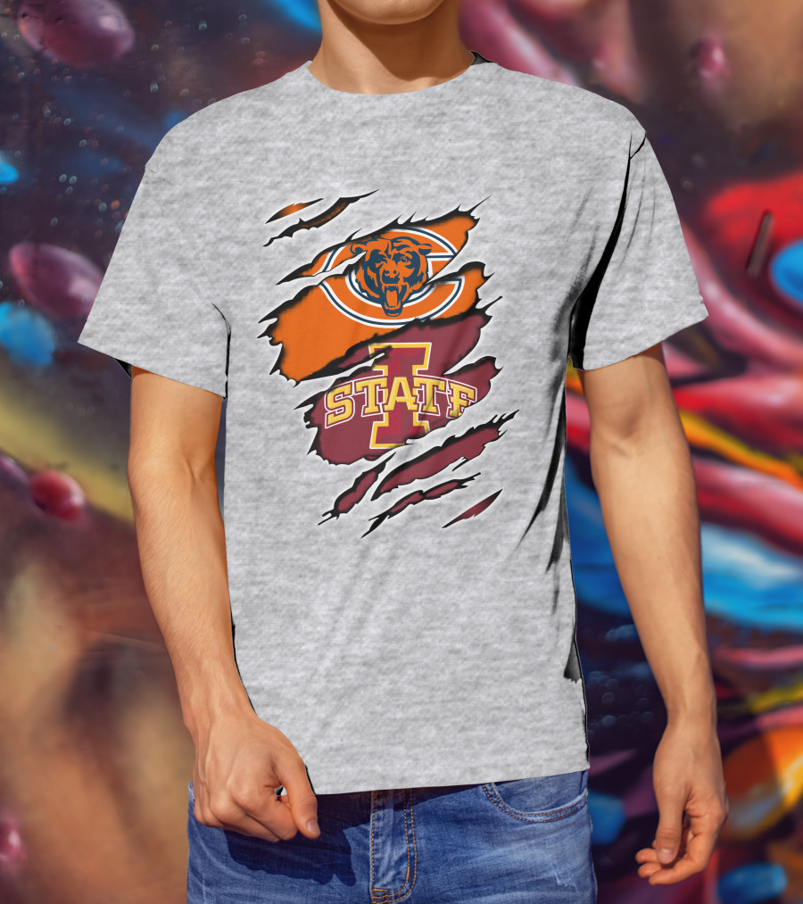 Chicago Bears Iowa State Cyclones Torn Claw T-Shirt