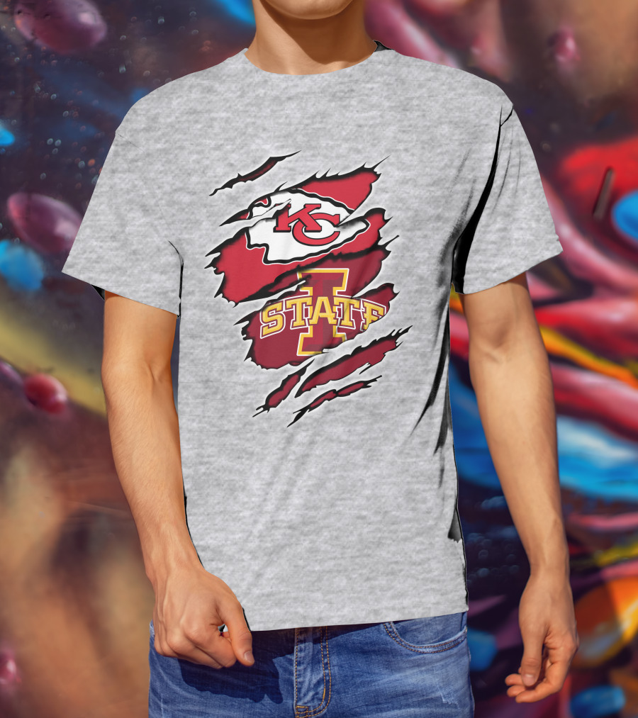 Chiefs Iowa State Kc Cyclones Logo Fusion Vintage Style T-Shirt
