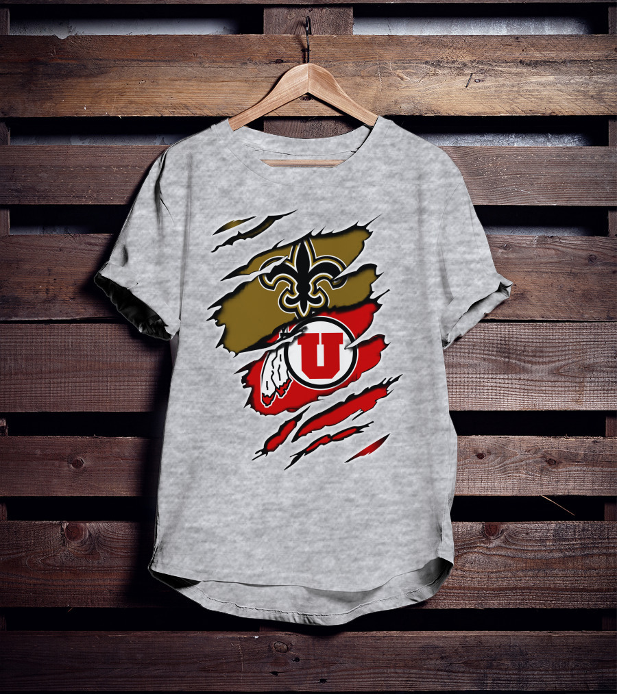 New Orleans Saints Utah Utes Fusion Fan Gear T-Shirt