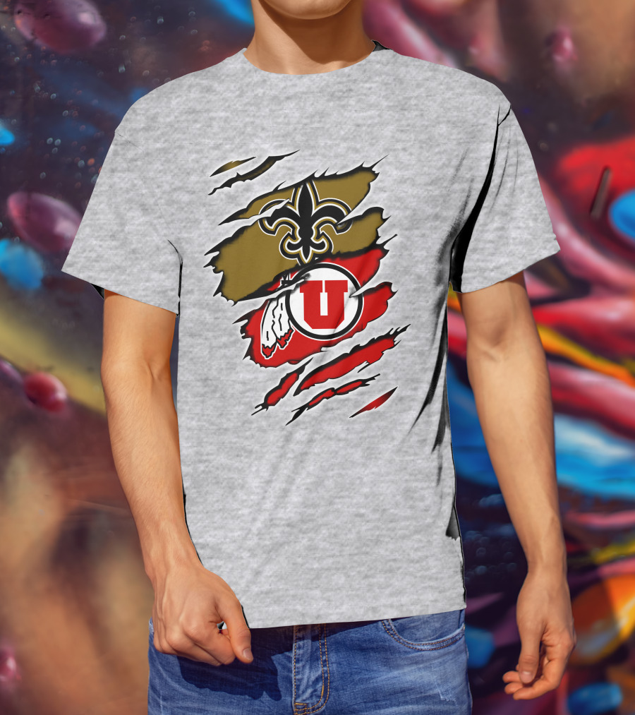 New Orleans Saints Utah Utes Fusion Fan Gear T-Shirt
