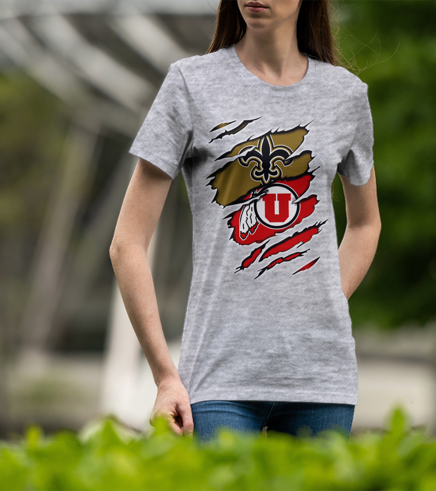 New Orleans Saints Utah Utes Fusion Fan Gear T-Shirt