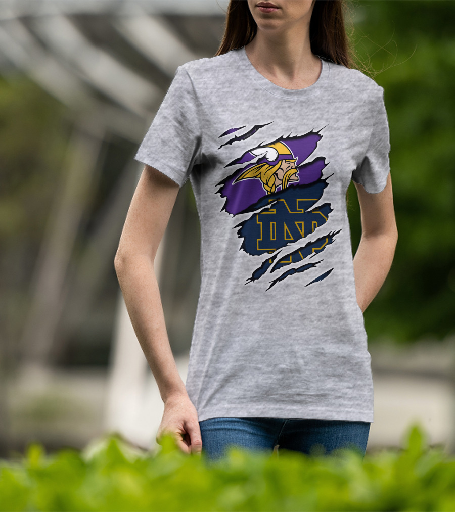 Minnesota Vikings Notre Dame Fighting Irish Collaboration T-Shirt