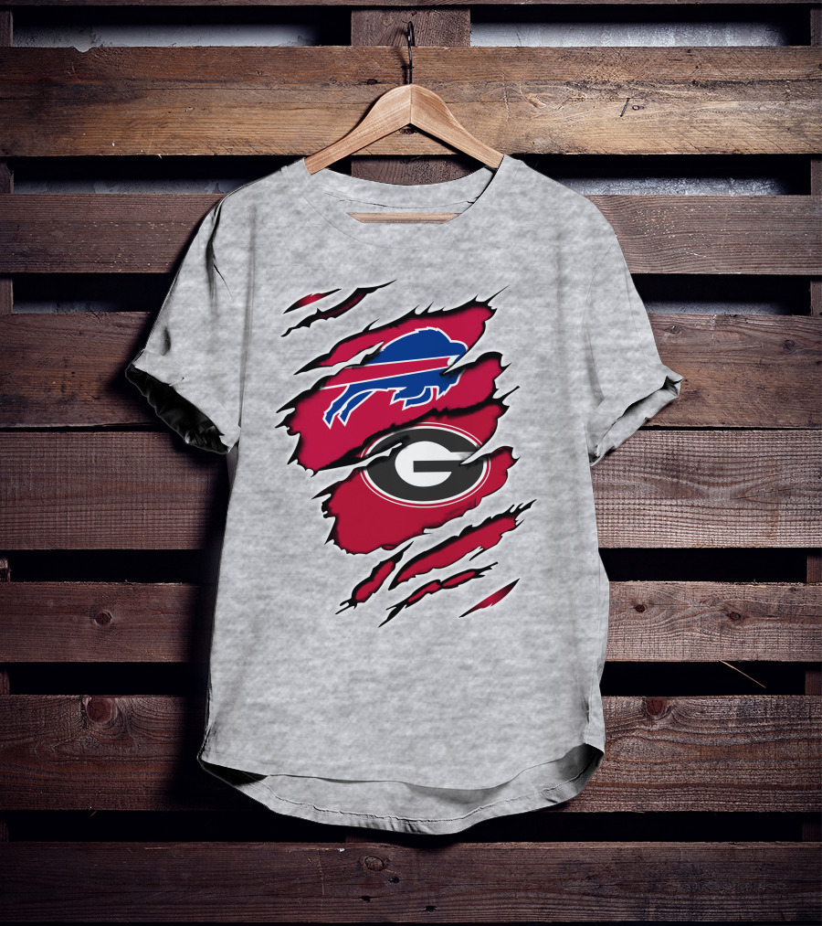 Buffalo Bills Georgia Bulldogs Claw Marks Fan Mashup Logo Emblem T-Shirt