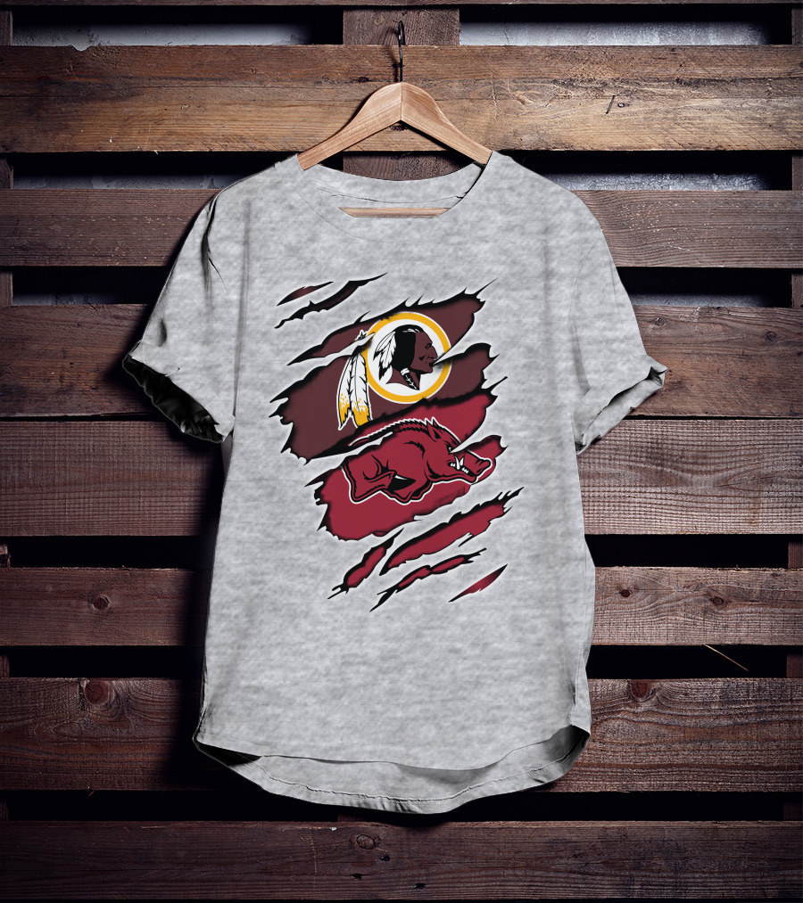 Redskins And Arkansas Razorbacks Claw T-Shirt