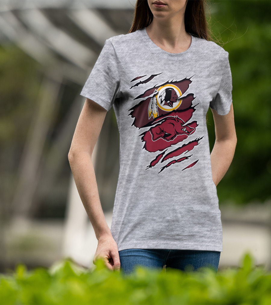 Redskins And Arkansas Razorbacks Claw T-Shirt