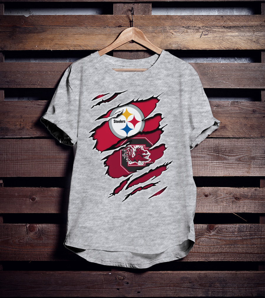 Steelers Gamecocks Ripped T-Shirt